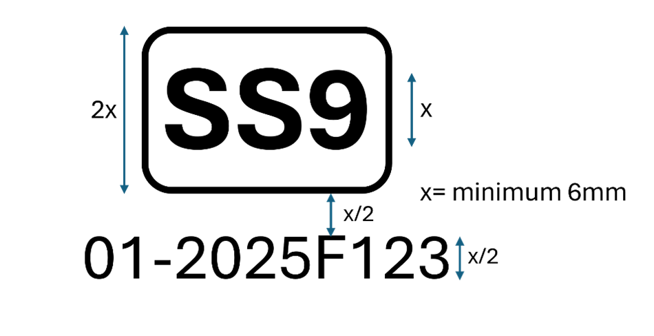 Specifications for the SS9 label Figure 1
