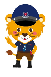 A cartoon lion wearing a hat and uniform