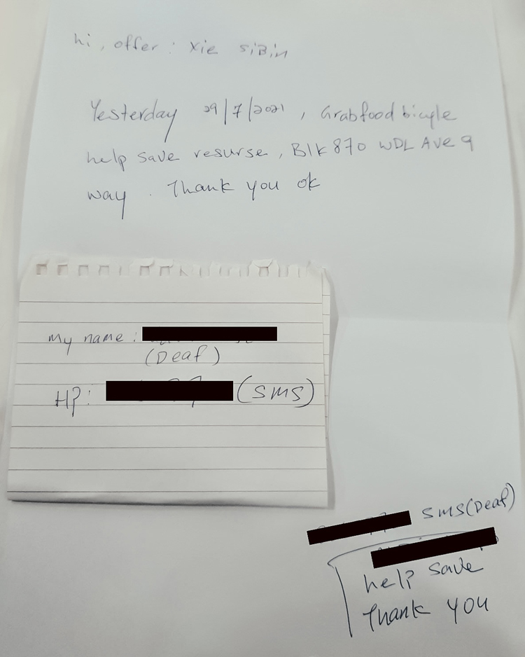 image of handwritten note 
