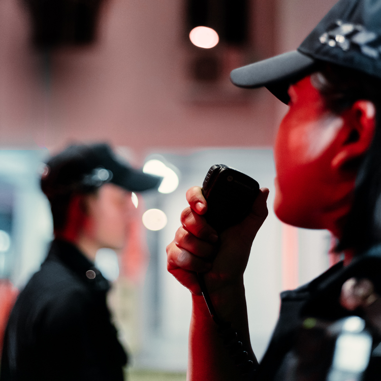 police officer using mic