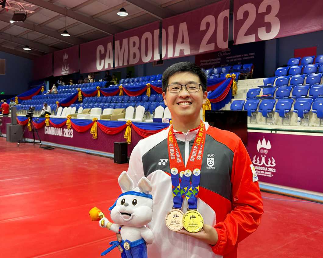 Double medal recipient SC/Sgt Ethan Poh at the 2023 SEA Games. PHOTO: SC/Sgt Ethan Poh