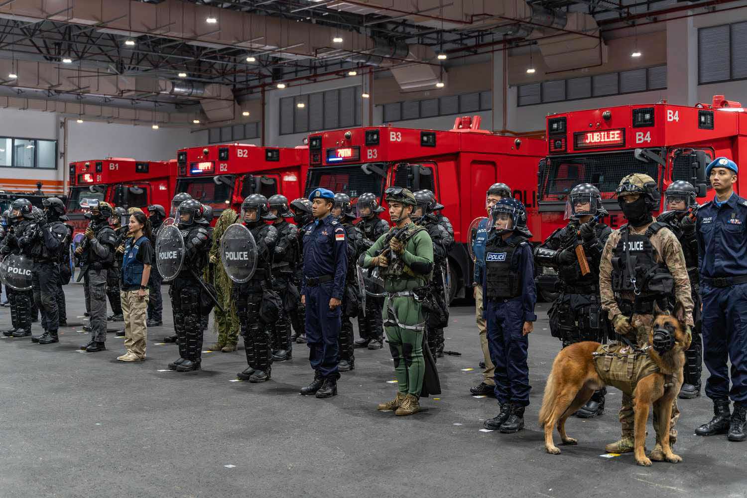 a photo of all SOC officers standing in unison and in salute