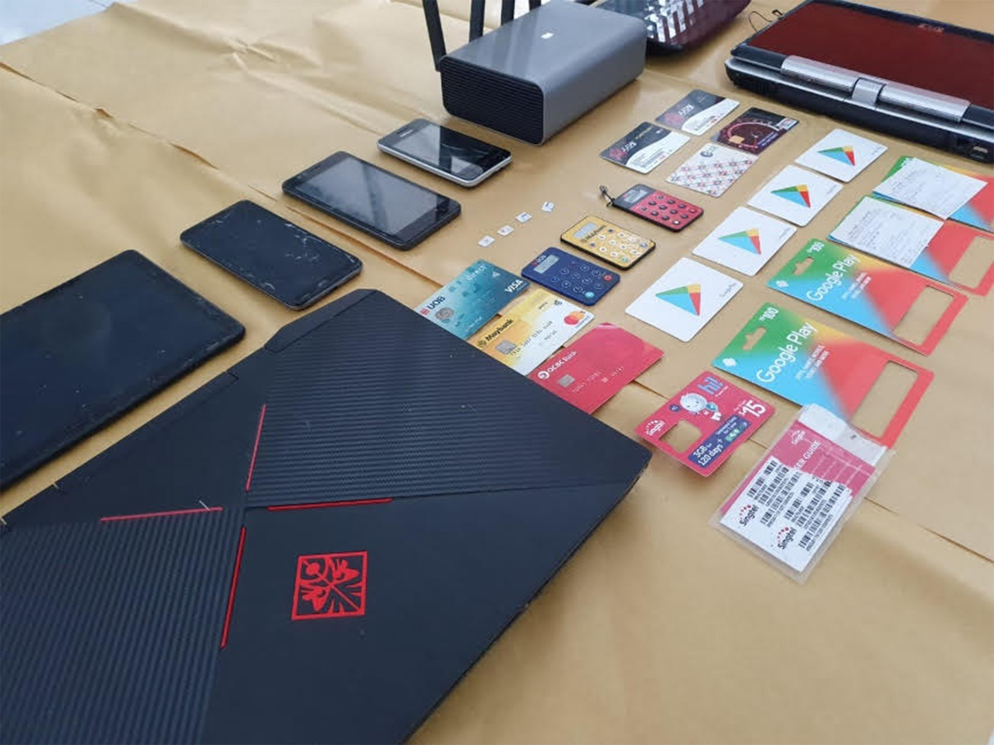 Items seized on display. PHOTO: SPF