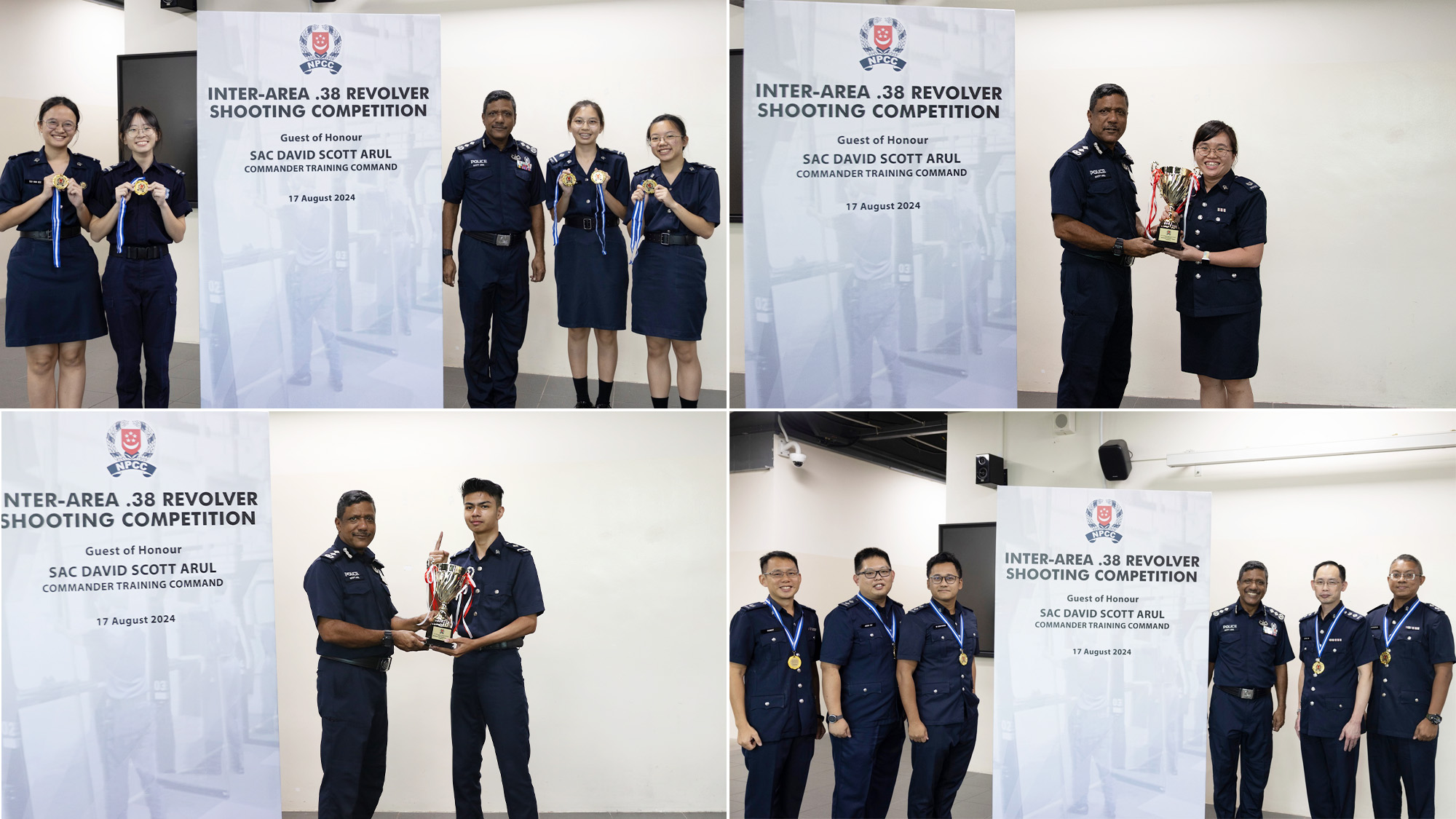 SAC David Scott Arul presenting the trophies and medals to the top shooters. 