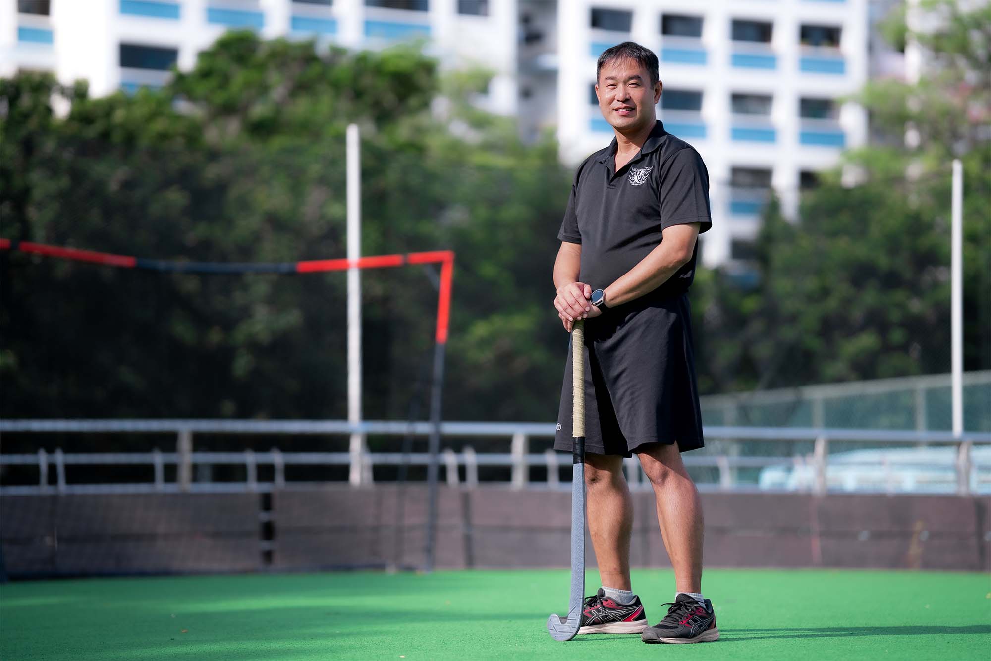 Pitch perfect: An avid athlete, Hon ASP (V) Joshua Tan is also keen to help his students excel on the hockey pitch! 