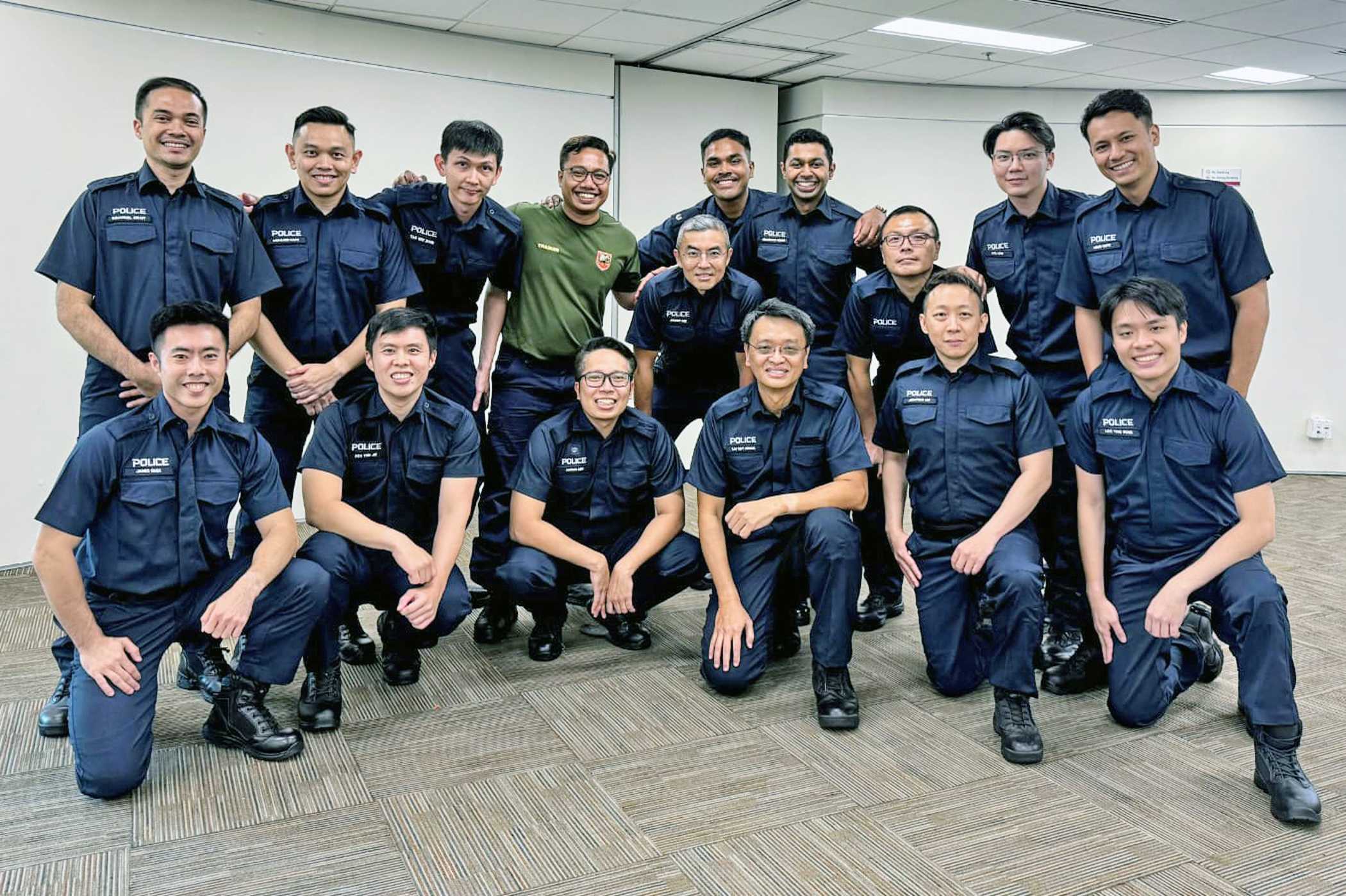 group photos of many officers together