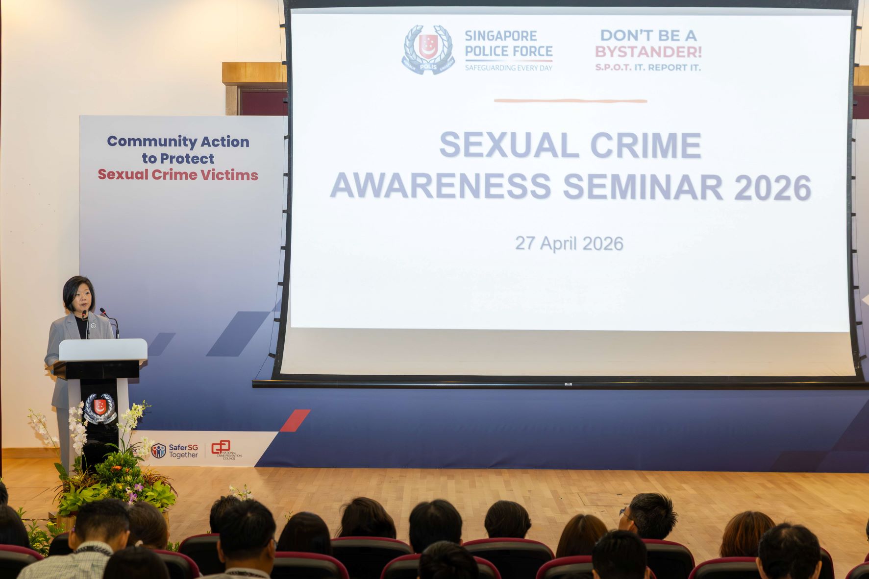 SMS Sim delivering her opening address at the Sexual Crime Awareness Seminar 2026.