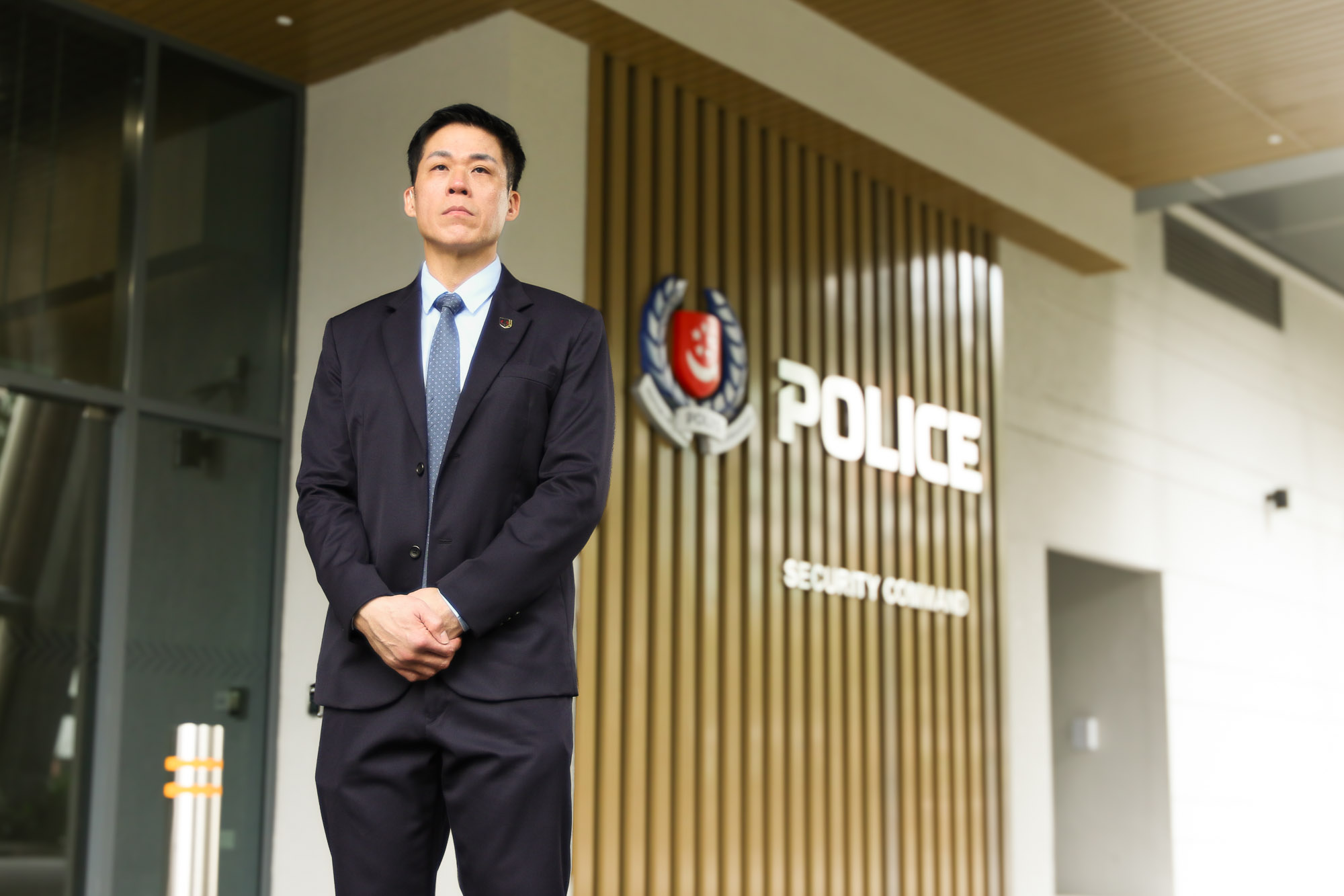 DSP Bros Leong poses outside the Protective Security Command. 