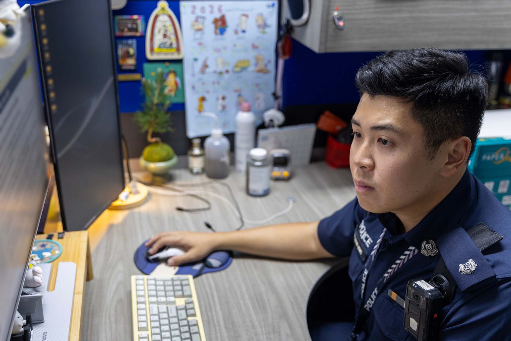 Besides managing the team, ASP Yeo also takes on administrative duties and supervisory checks as a Team Leader. PHOTO: Sean Lincoln Mok