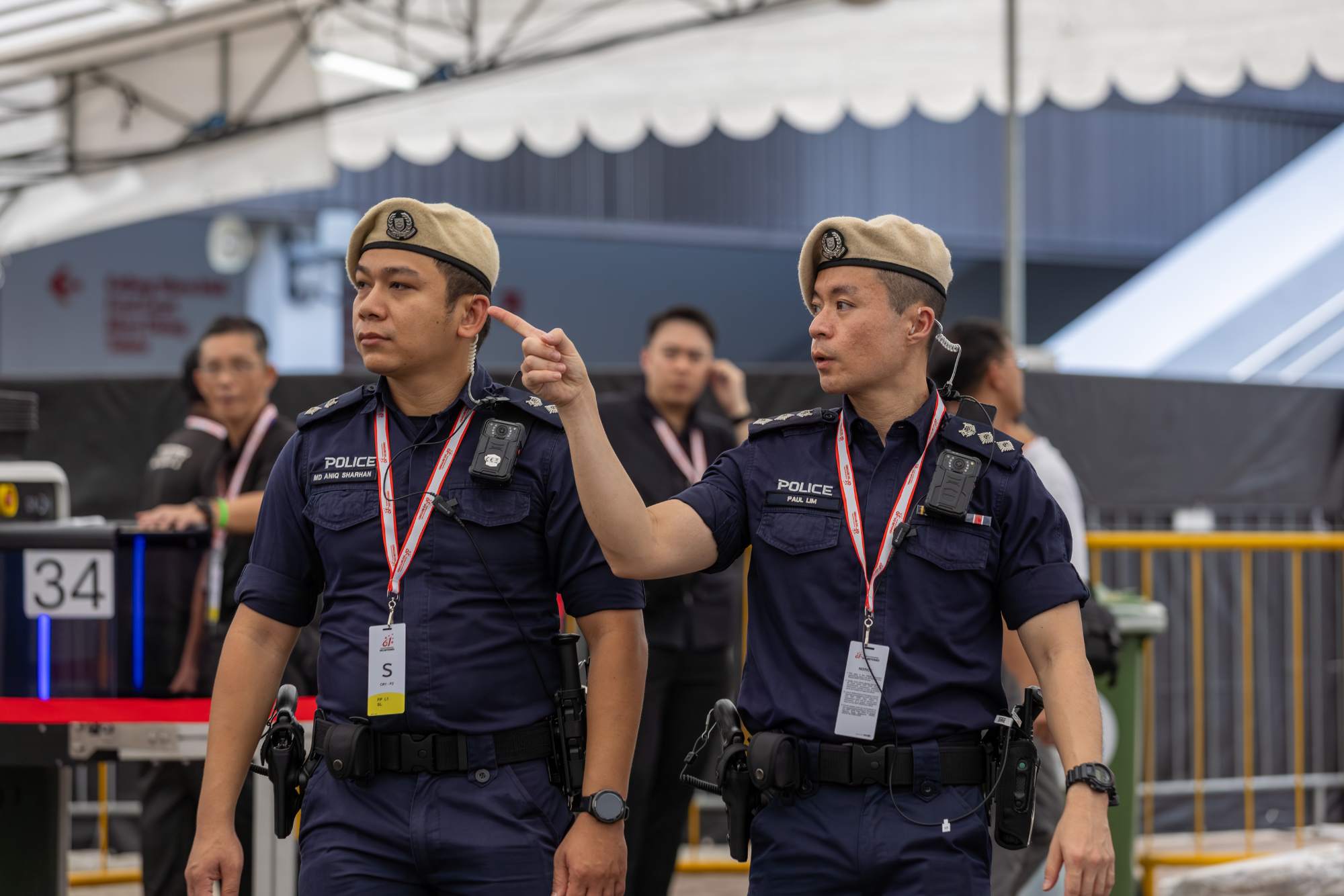 Officers from the Protective Security Command helped to project a visible presence on the ground. 