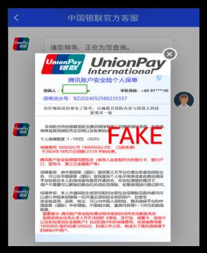 Screenshot of fake UnionPay documentation 1 Screenshot of fake UnionPay documentation 1