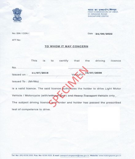 Conversion of Foreign Driving Licence to Singapore Driving Licence_5