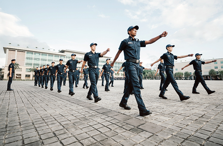 police trainees marching