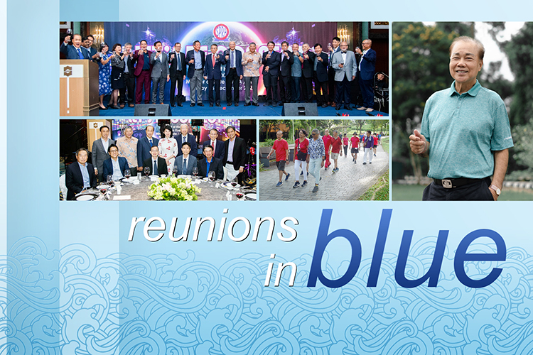 A collage of pictures from Singapore Police Retirees' Association dinner and dance, monthly walk at Bishan park and Mr Richard Goh, the Vice President of SPRA