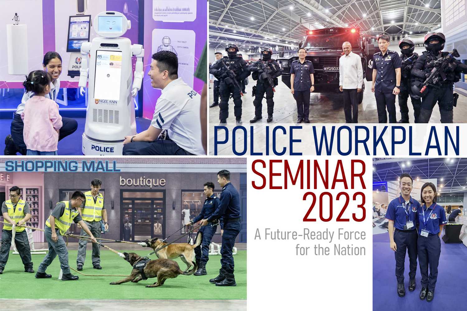 A collage of photos from the Police Workplan Seminar 2023