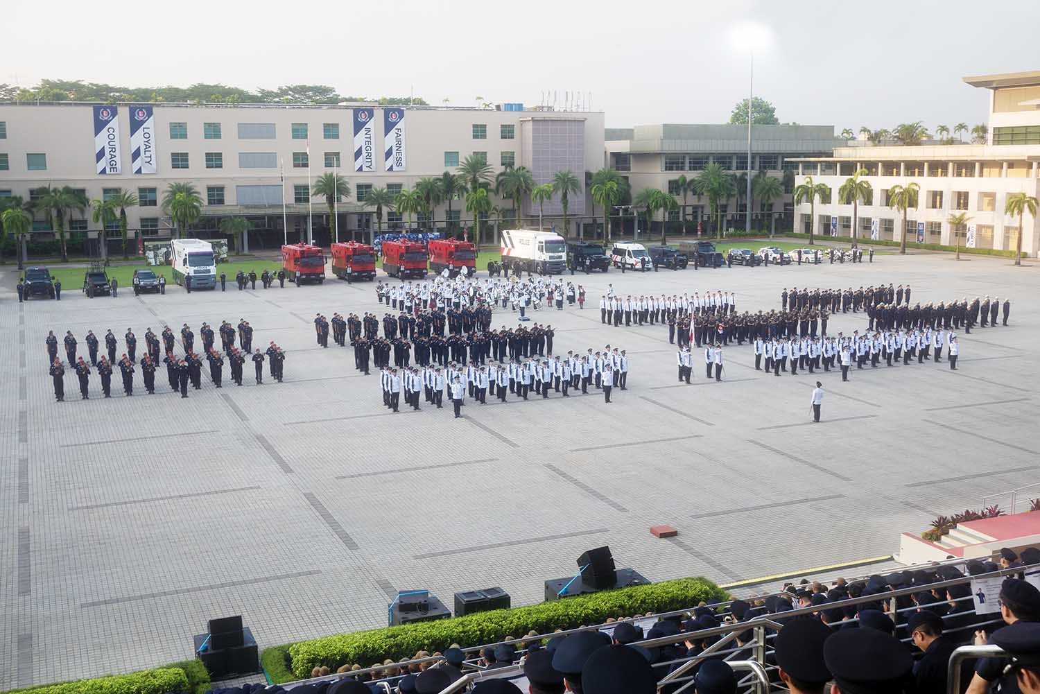 a photo of the parade taken from the stands at home team academy