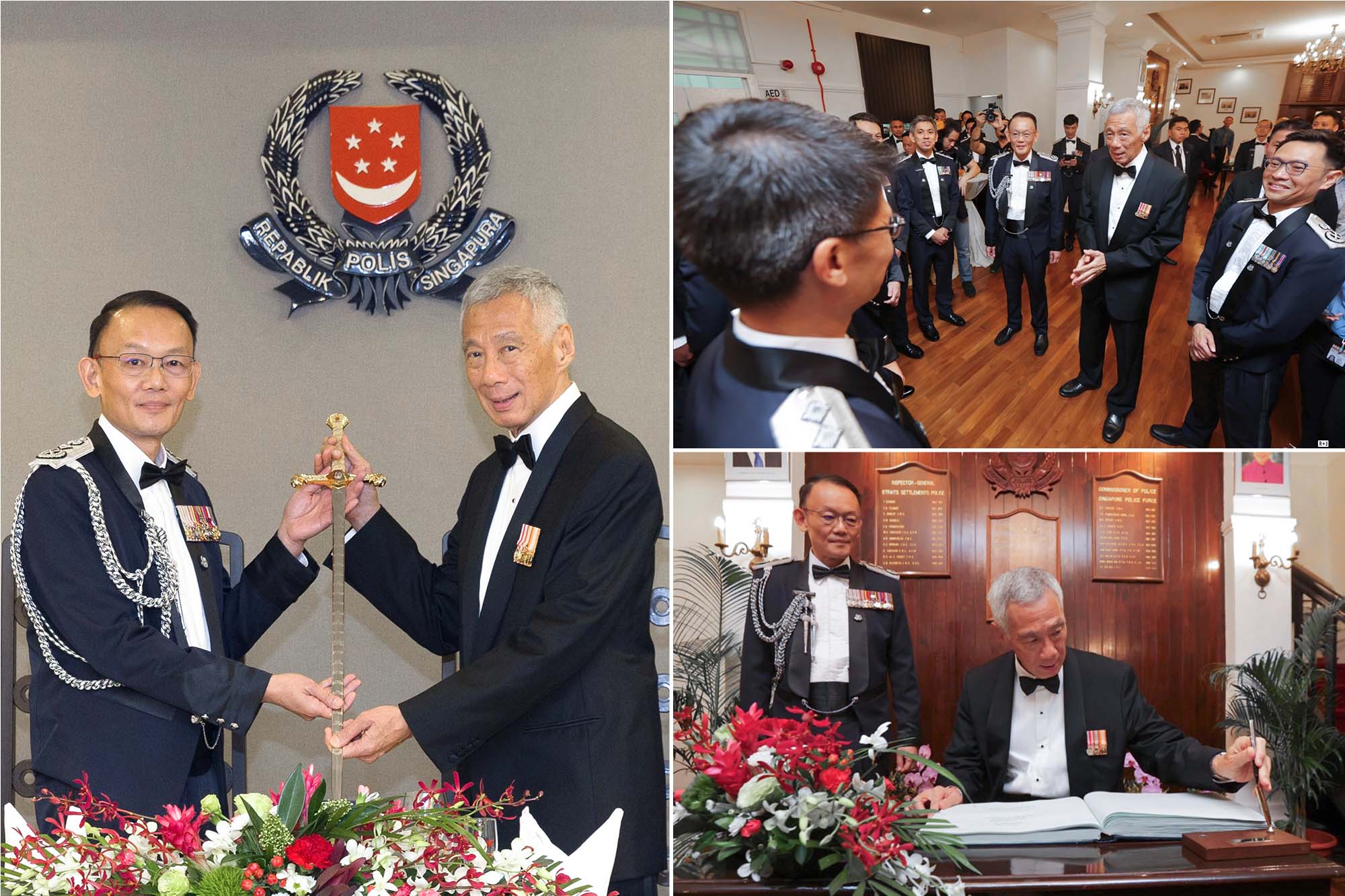 Photo collage of PM Lee and SPF