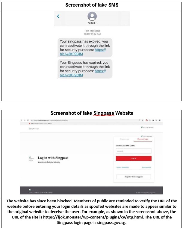 Police Advisory – Phishing Scam Involving Singpass