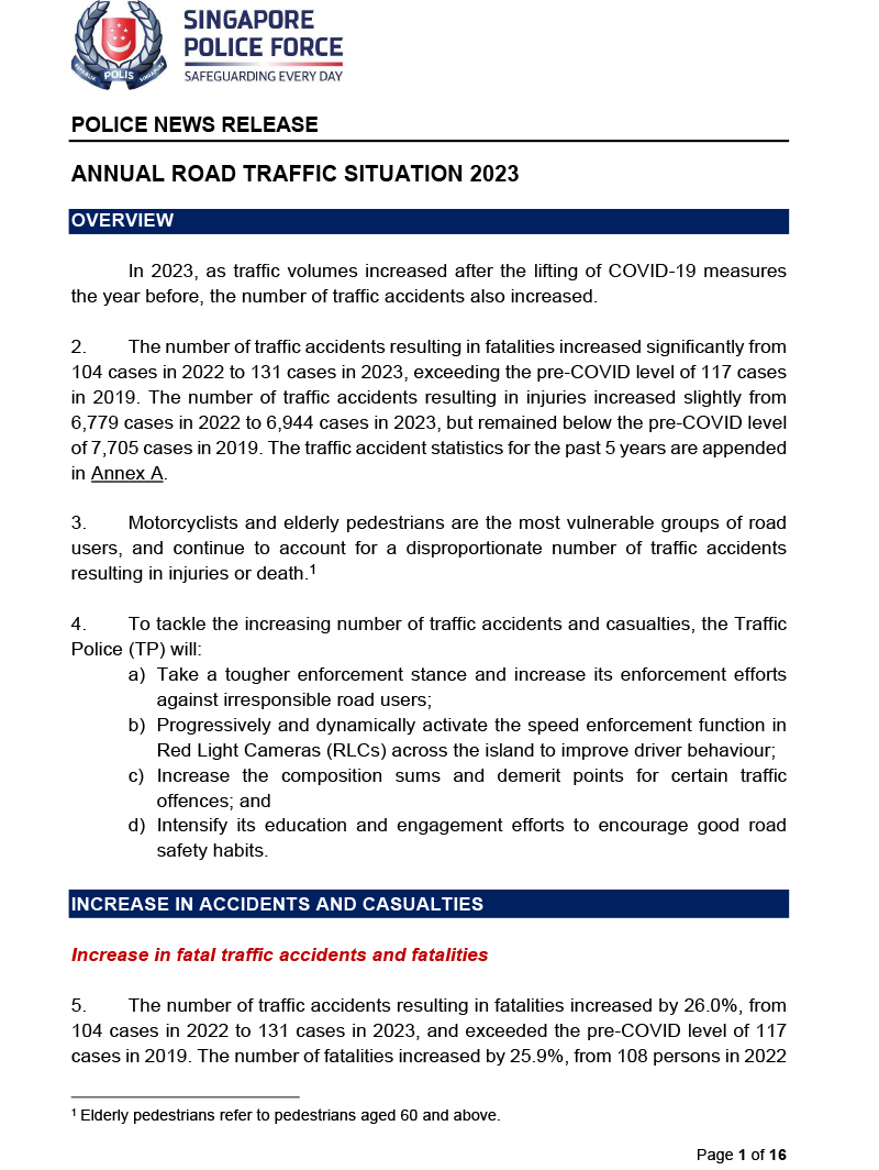 Annual Road Traffic Situation 2023
