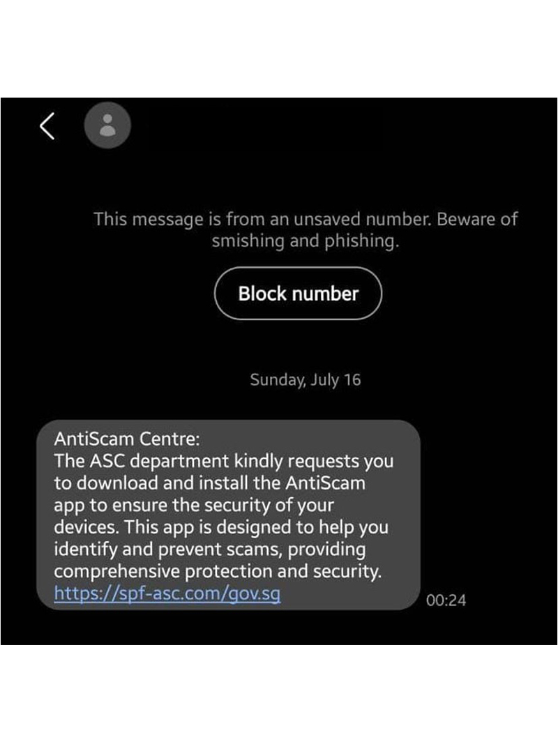 Police Advisory On Fake Sms Leading To The Download Of A Fake Anti-Scam Application