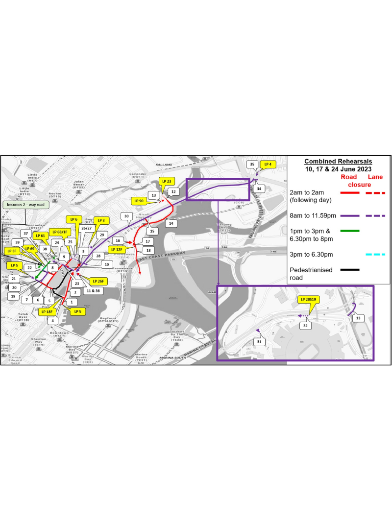 Traffic Arrangement For National Day Parade 2023 – Combined Rehearsals 1, 2 And 3