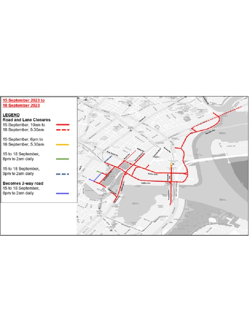 Traffic Arrangements For Formula 1 Singapore Grand Prix 2023
