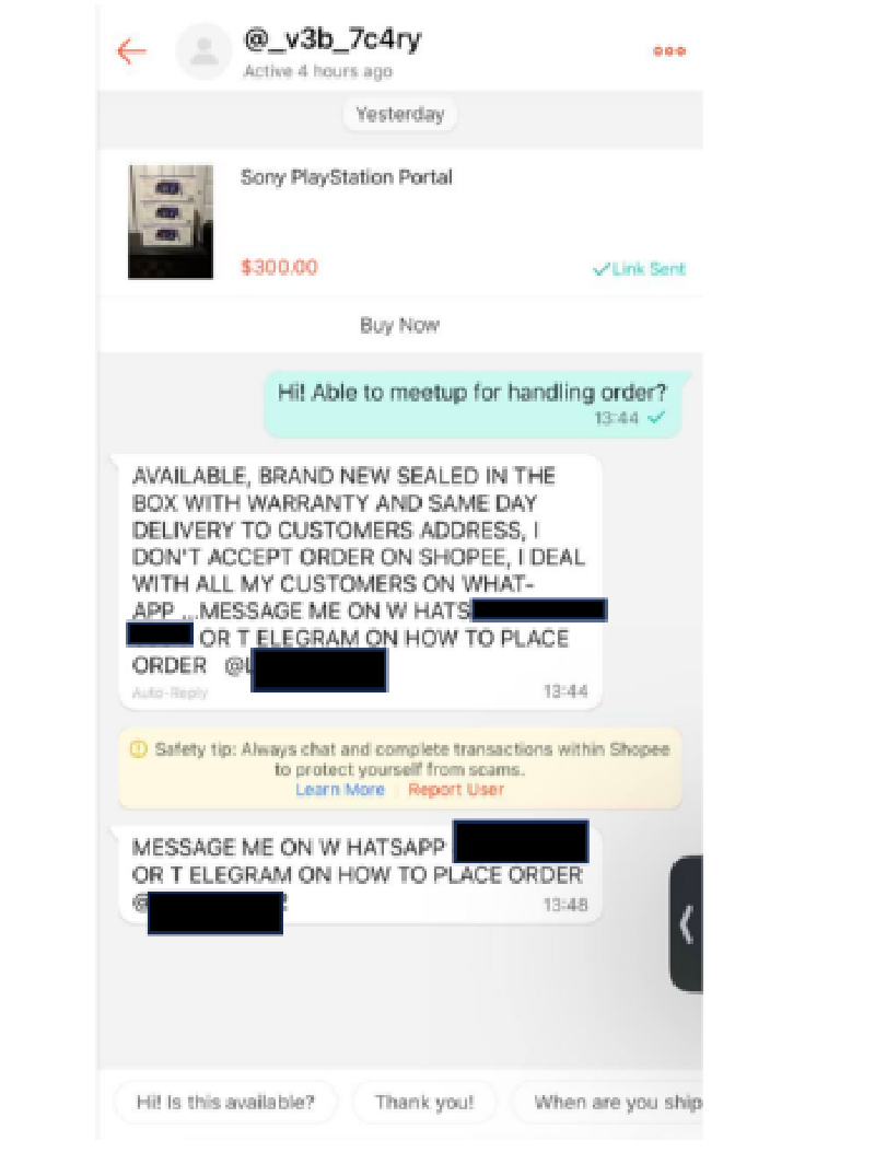 Police Advisory On E-Commerce Scams Through Sale Of Products On Shopee