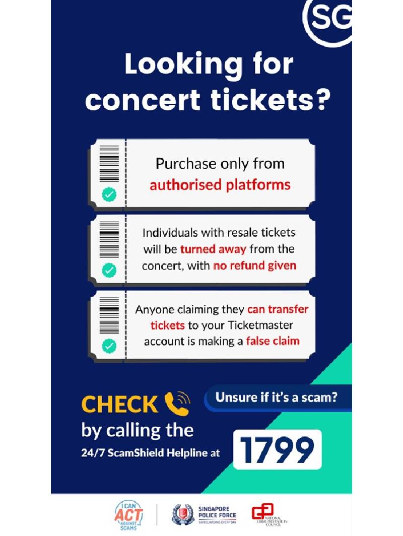 Police Advisory On Scams Involving The Sale Of Concert Tickets