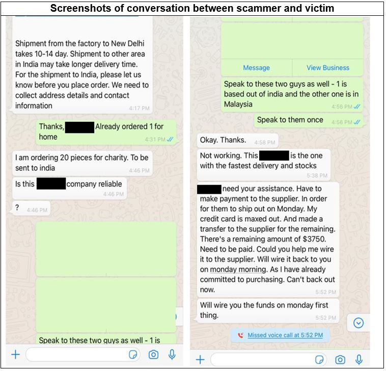 Police Advisory On Scams Involving Compromised WhatsApp Accounts Used For Fake Donation Drive To Purchase Oxygen Concentrator Machines