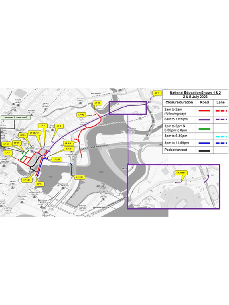 Traffic Arrangements For National Day Parade 2023 – National Education Shows 1 And 2
