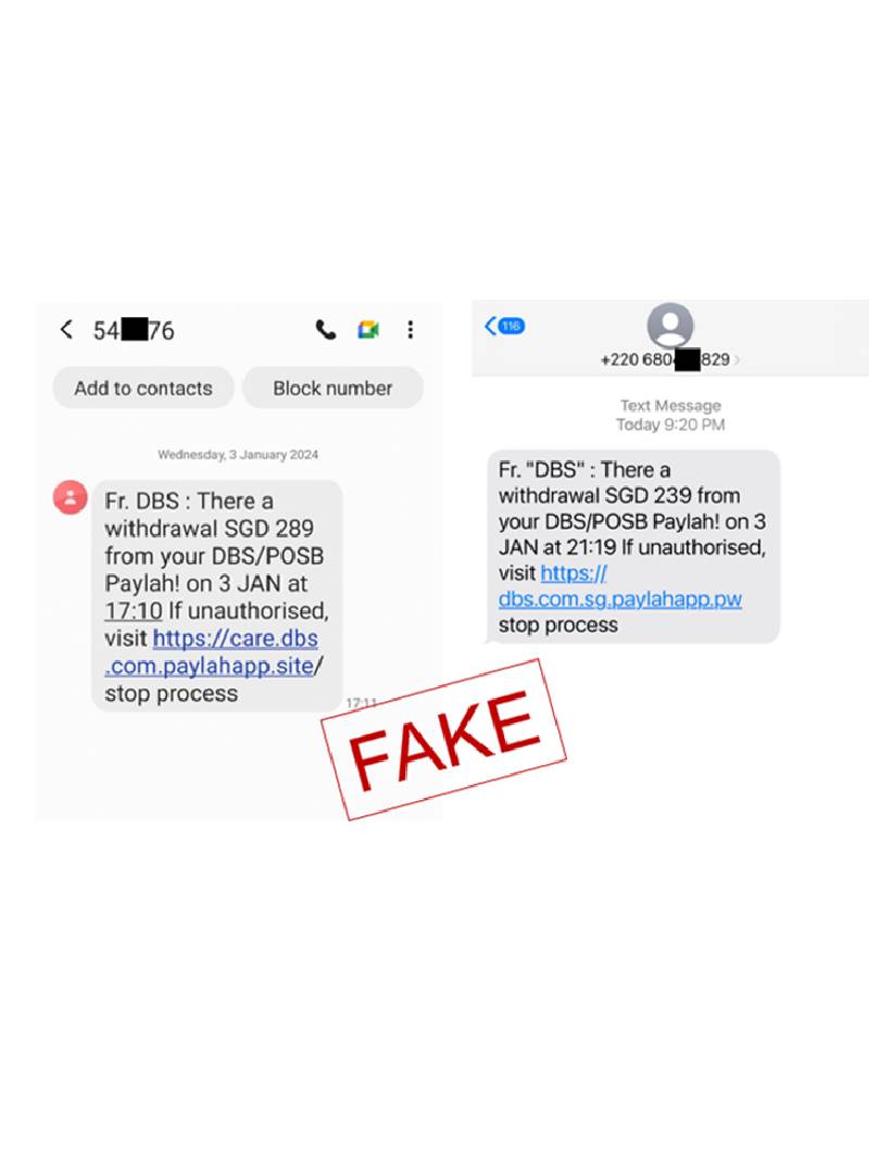 Police Advisory On Phishing SMSes Involving The Impersonation Of Dbs Bank