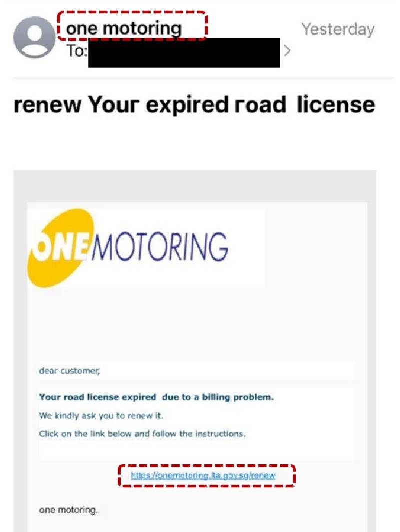 Police Advisory On Resurgence Of Phishing Scams Involving The Impersonation Of OneMotoring