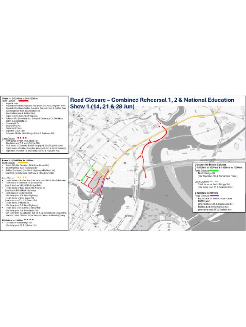 Traffic Arrangements For National Day Parade 2025 – Combined Rehearsals 1 And 2, And National Education Show 1